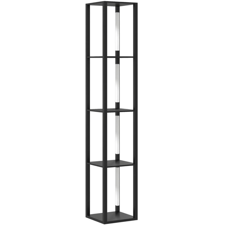 Lampadaire étagères LED 4 niveaux luminosité réglable MDF noir