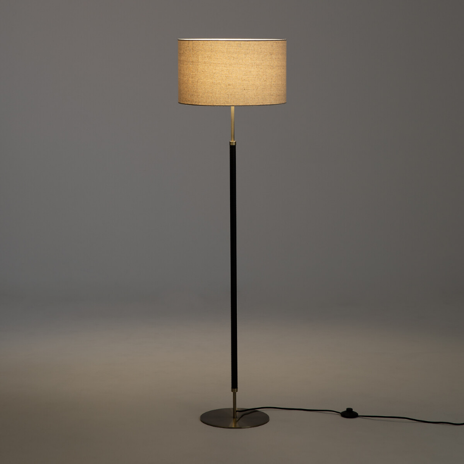 Lampadaire métal fer, laiton et lin, Jihana