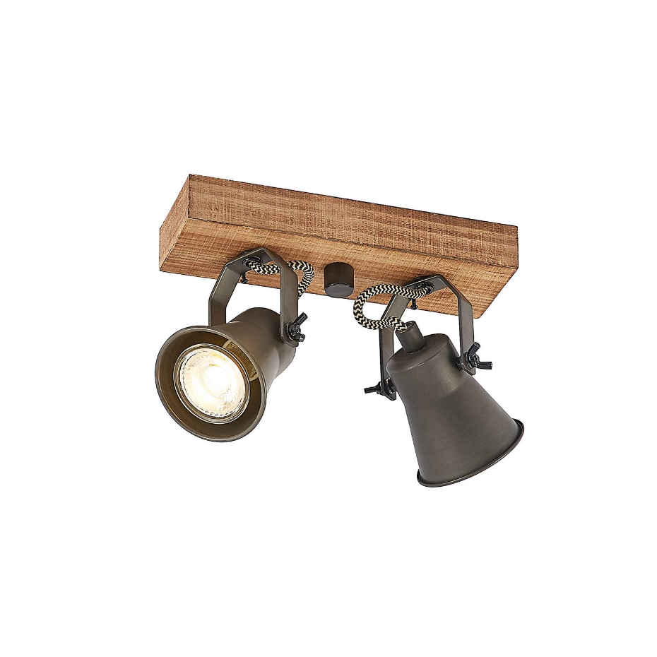 Projecteur halogène en bois vintage