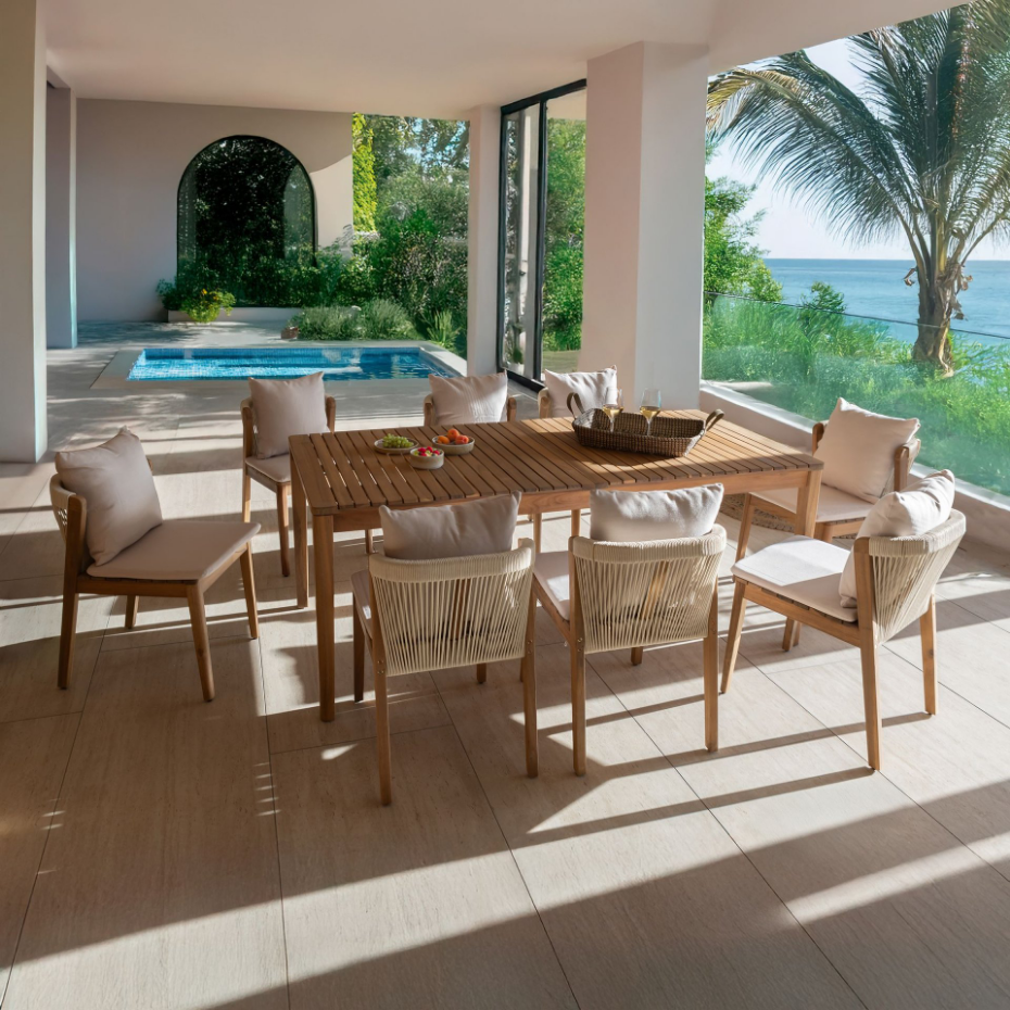 Salon de jardin table et 10 chaises en acacia, FIDJI