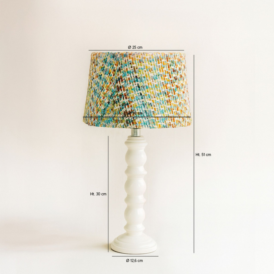 Lampe à poser en bois et abat jour en tissu, ROMY