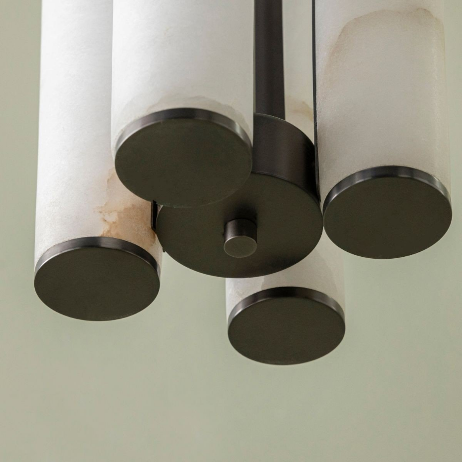 Lustre vertical en albâtre et métal H55 cm - MONTAIGNE