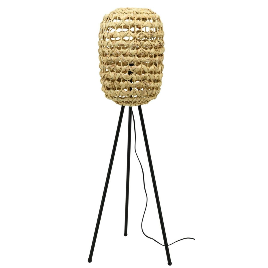Lampe haute en jacinthe naturelle et métal