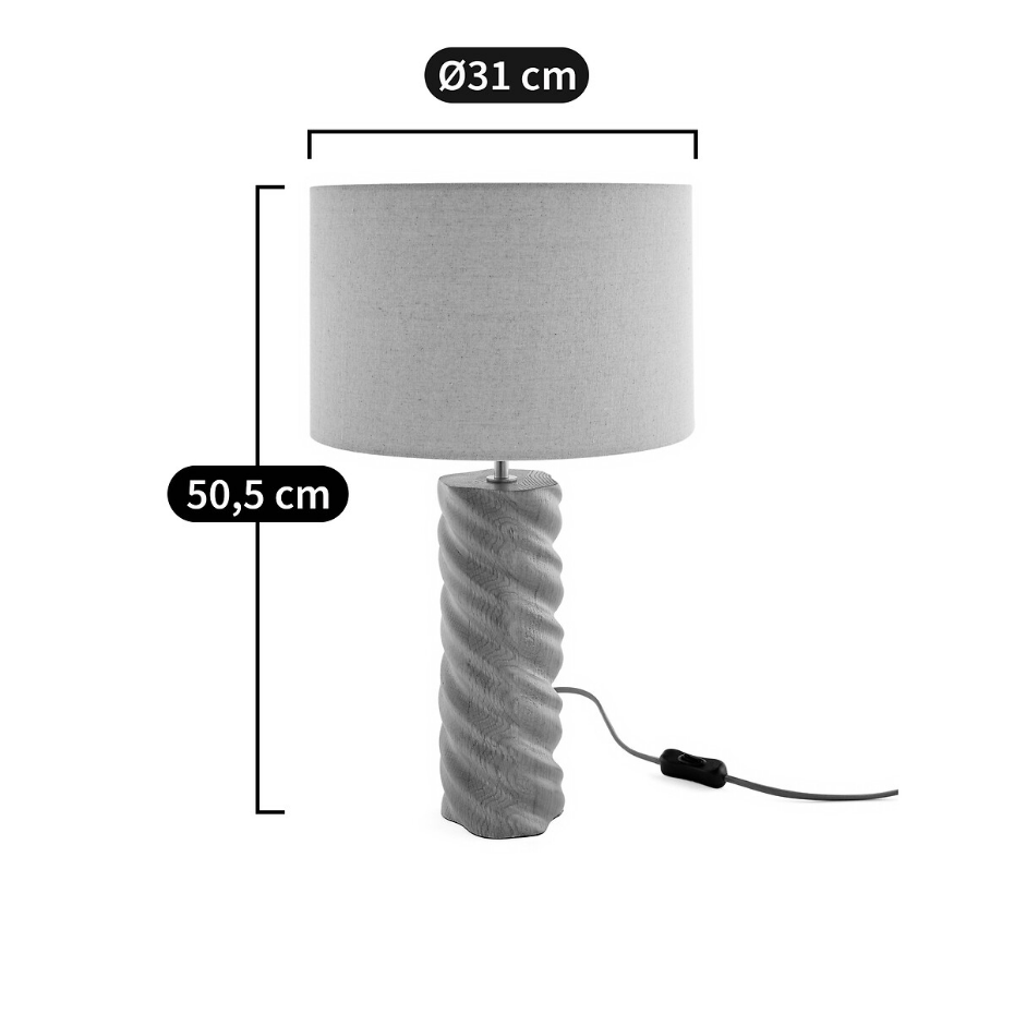 Lampe à poser chêne et lin, Dehen