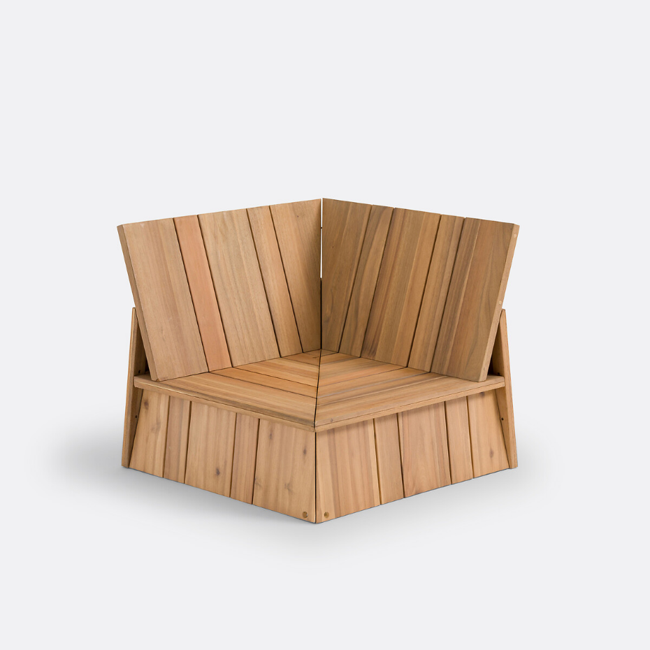 Fauteuil d'angle de jardin, acacia, Brut