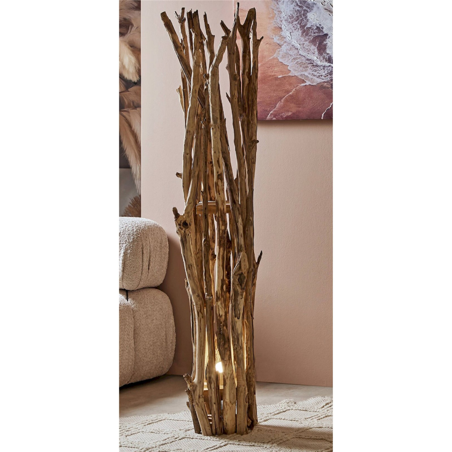 Lampadaire en bois de châtaignier format carré