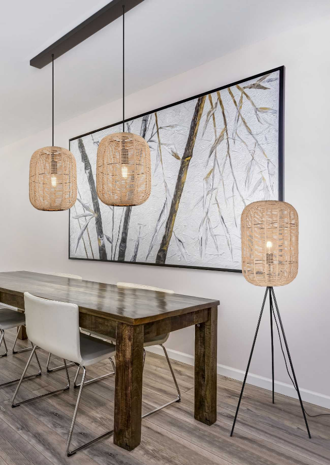 Lampadaire design en sisal bohème, RUNA