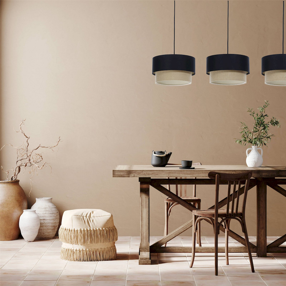 Suspension rectangulaire en jute et lin Boho