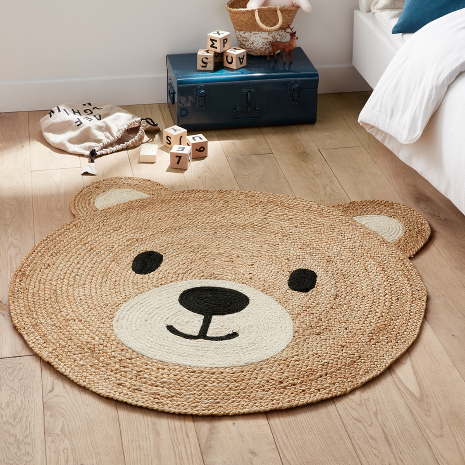 Tapis enfant tête d'ourson en jute, Osora