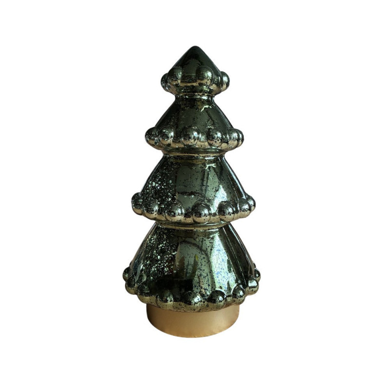 Lampe de table à piles Sapin vert et or