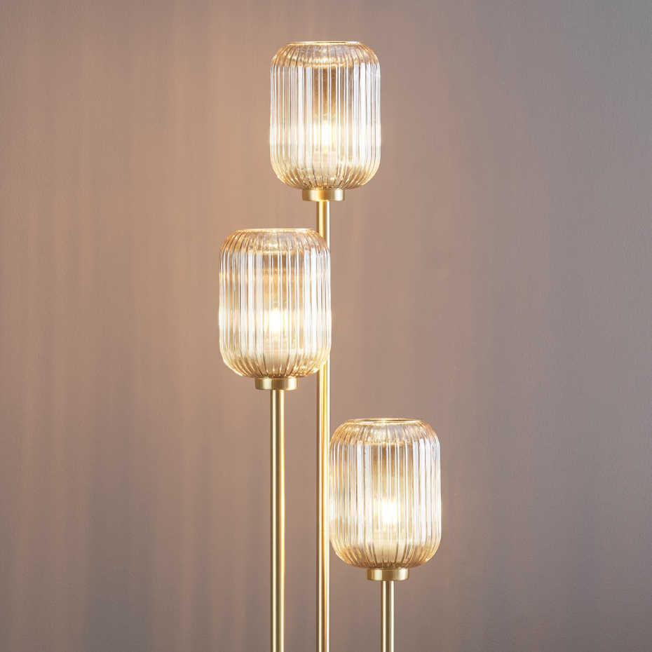 Lampadaire à abat-Jour verre ambré - ROSALIA