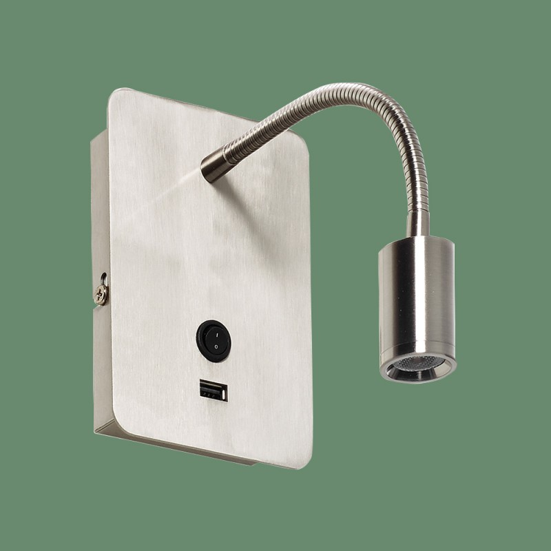 Applique Tête De Lit Flexible Focus Avec Port Usb Chrome