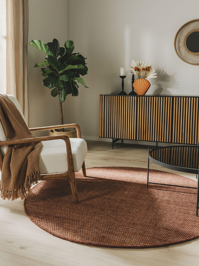 Tapis rond de laine tissé main ROCCO