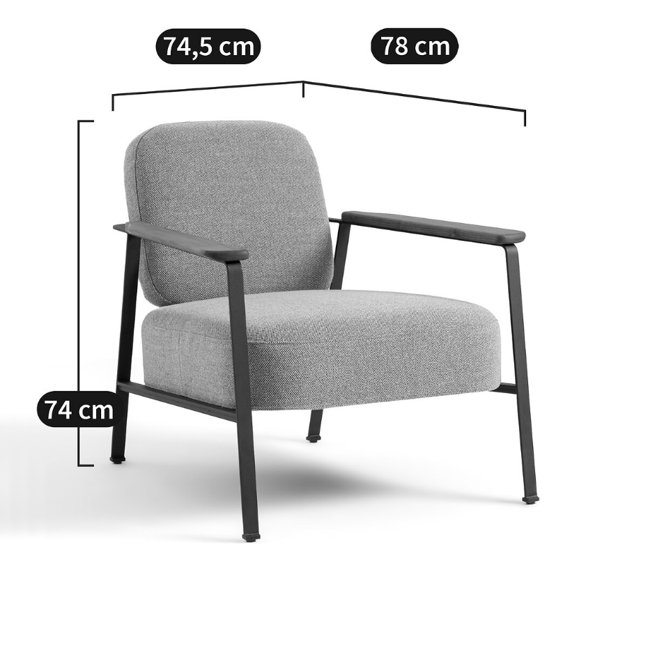 Fauteuil métal acier et tissu natté chiné, Abraxas