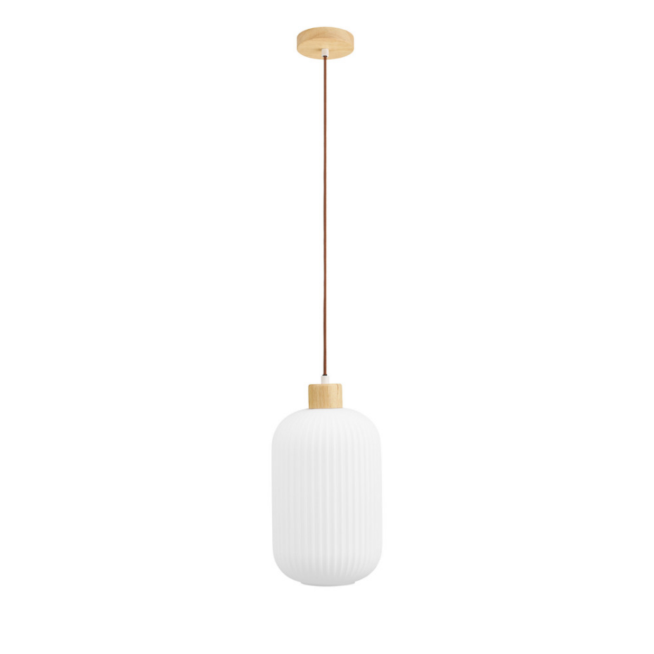 Suspension en verre et bois 20x38cm- ARGALO