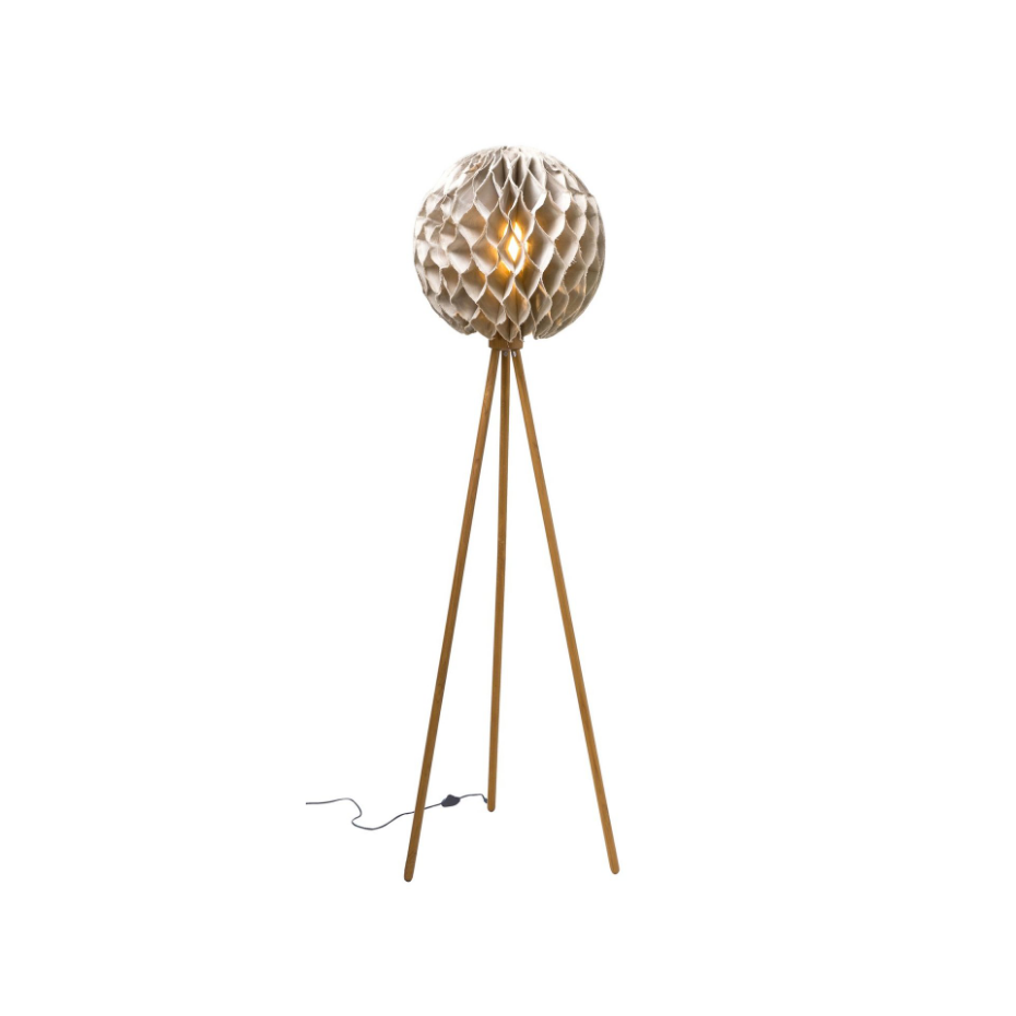 Lampadaire en lin pied en teck