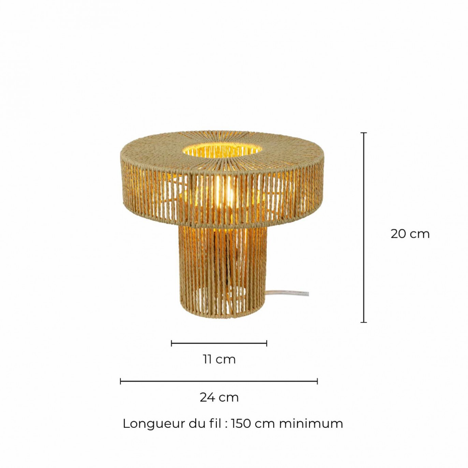 Lampe à poser en corde et métal, TOZA