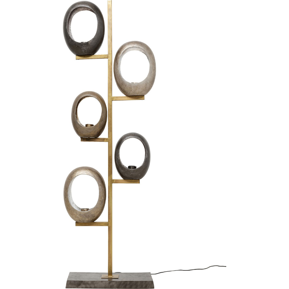Lampadaire en acier et aluminium, FIVE LOOPS