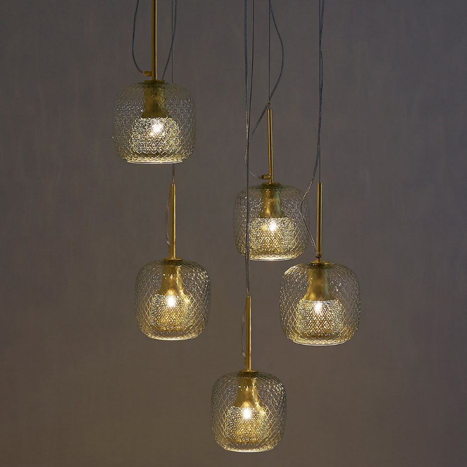 Suspension grappe 5 globes, Mistinguett