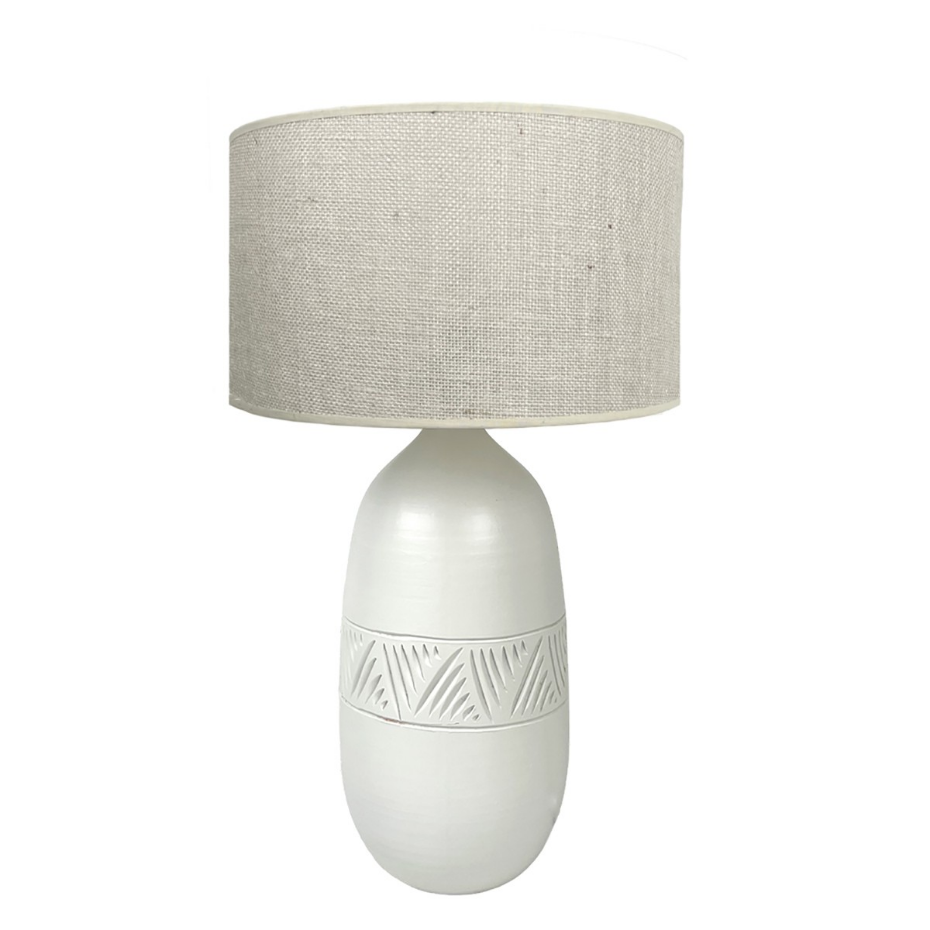Lampe en terre cuite avec abat-jour jute, KÉO INCA