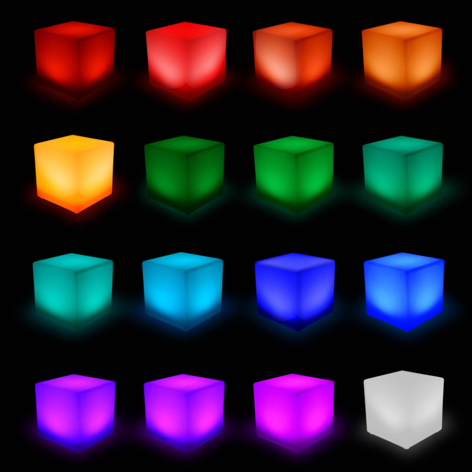 Cube lumineux intérieur/extérieur LED avec batterie 16 couleurs CUBE LED 40CM 16 COULEURS