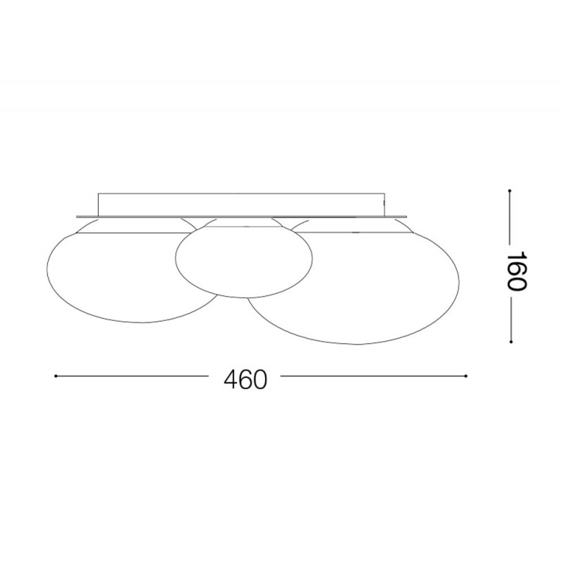 Plafonnier Ninfea En Laiton Et 3 Globes Verre