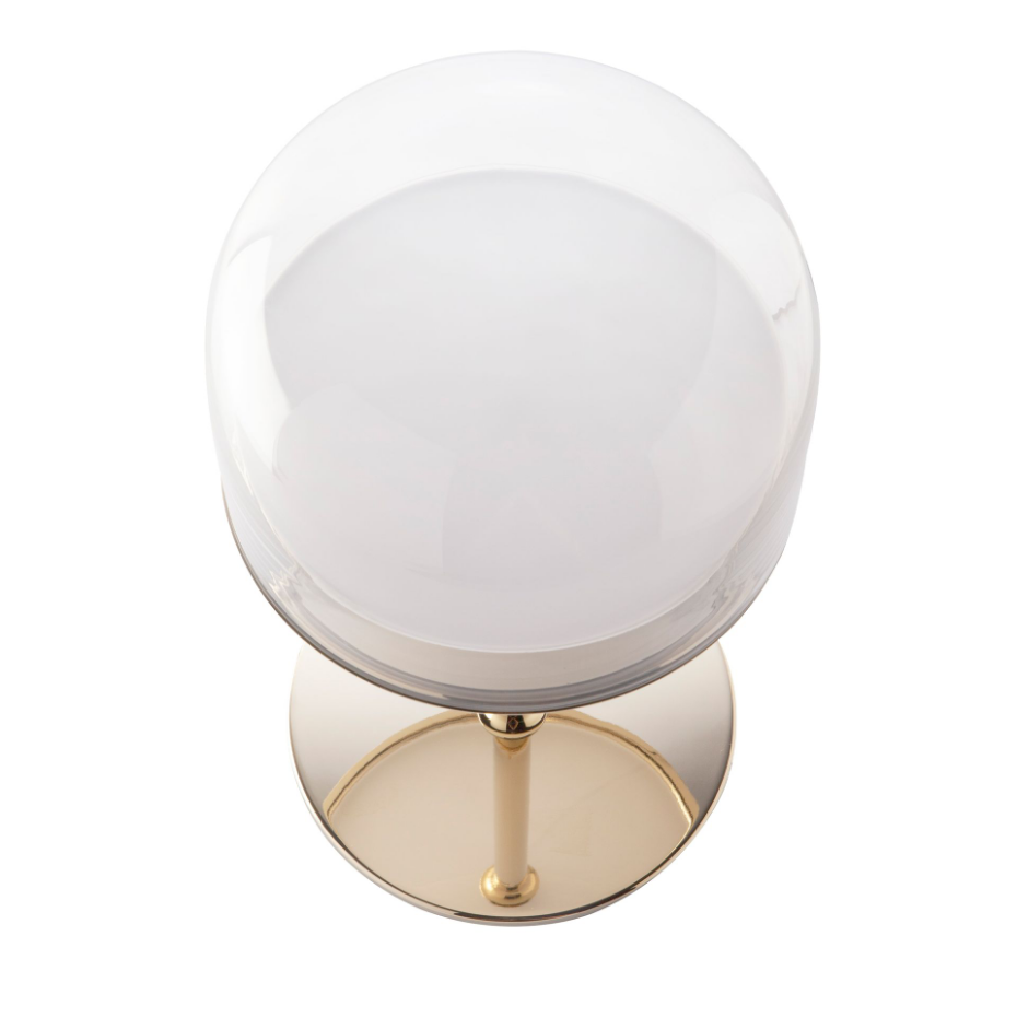 Lampe de bureau en acier et verre transparent