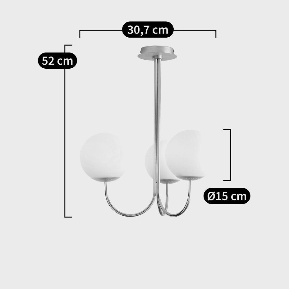 Suspension laiton et verre opaline, Moricio