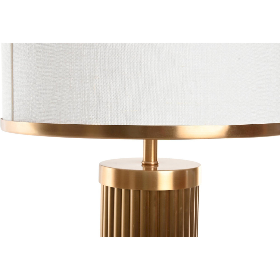 Lampe de table ronde en laiton et lin Item Home India Lamps 1c25