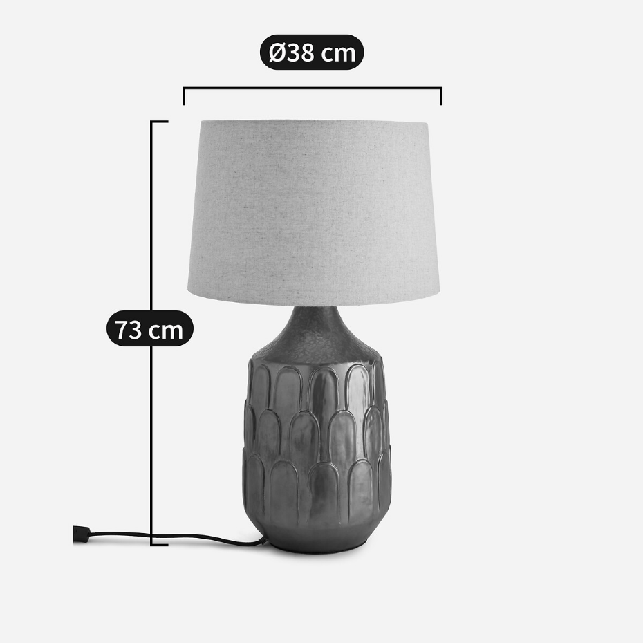 Lampe à poser, en céramique et lin, Synn