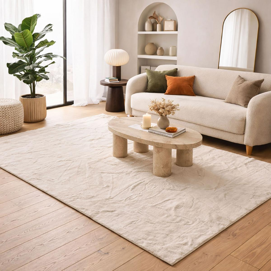 Tapis salon ultra doux, uni et lavable LYN50, aussi idéal pour la chambre
