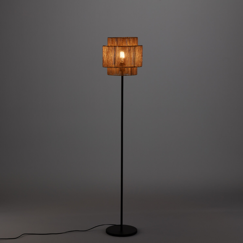 Lampadaire en métal fer et chanvre, Yaku