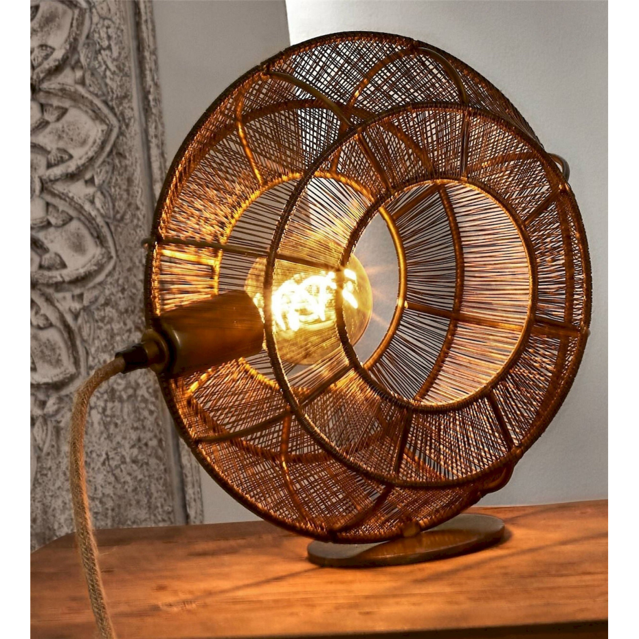 Lampe de table en métal finition  vieilli style rond
