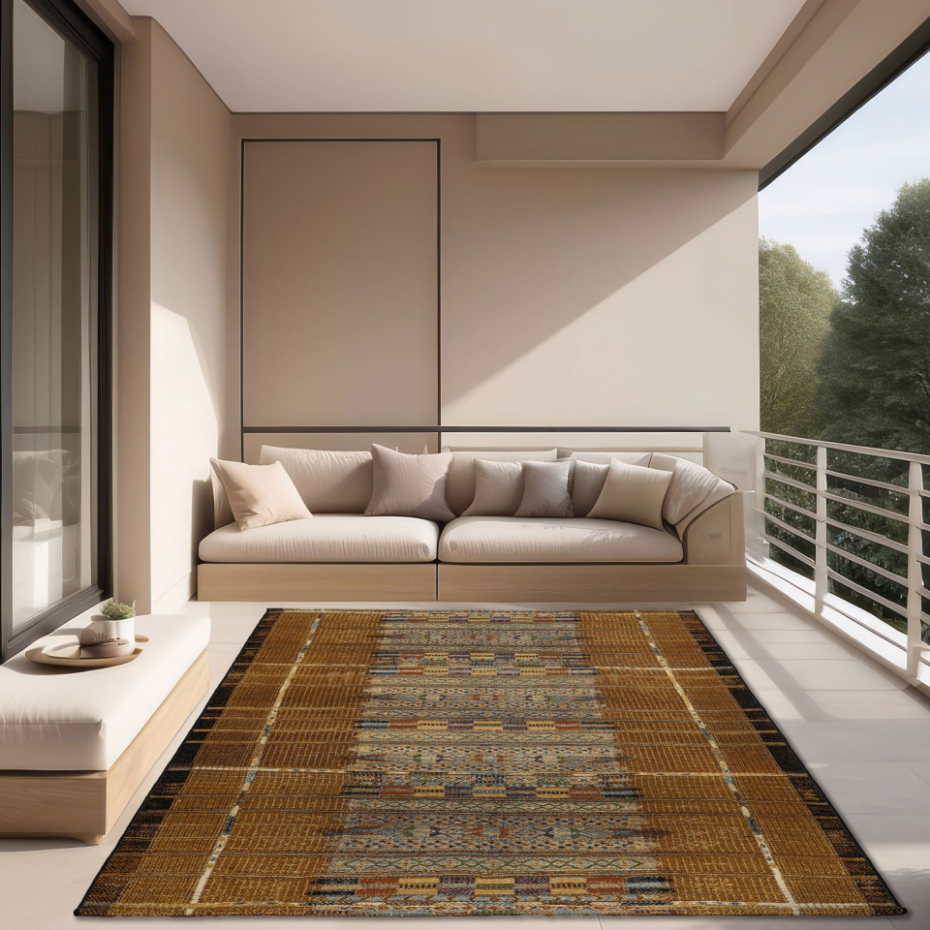Tapis d'extérieur tissé plat à motifs géométriques - Aurora