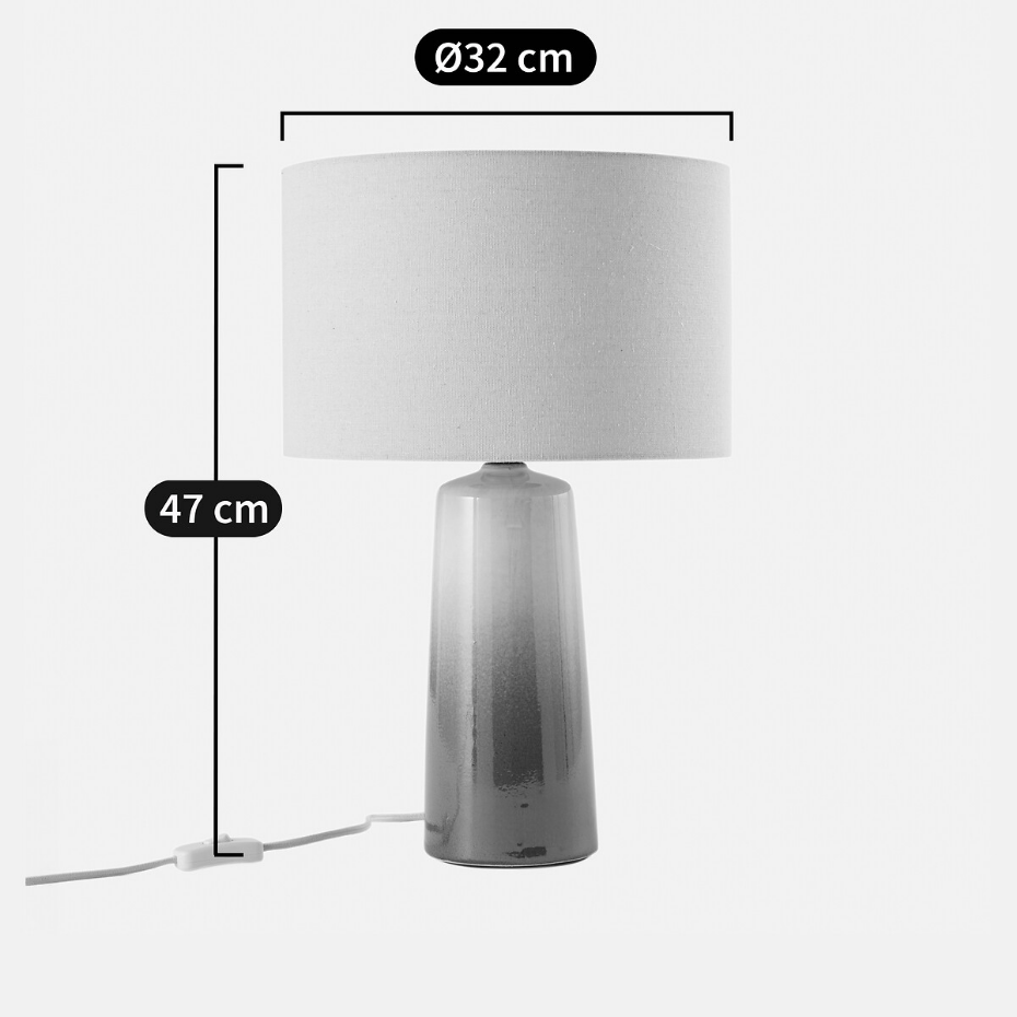Lampe à poser céramique et lin hauteur 47 cm, Grezza