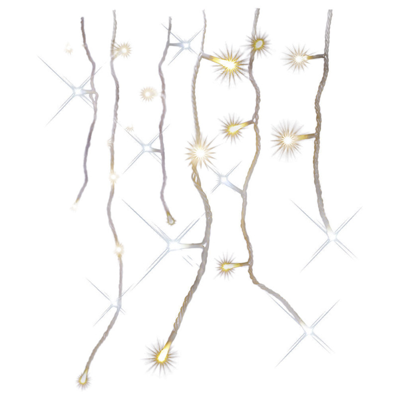 Guirlande led stalactite connectable 8m blanc chaud et flash blanc pur