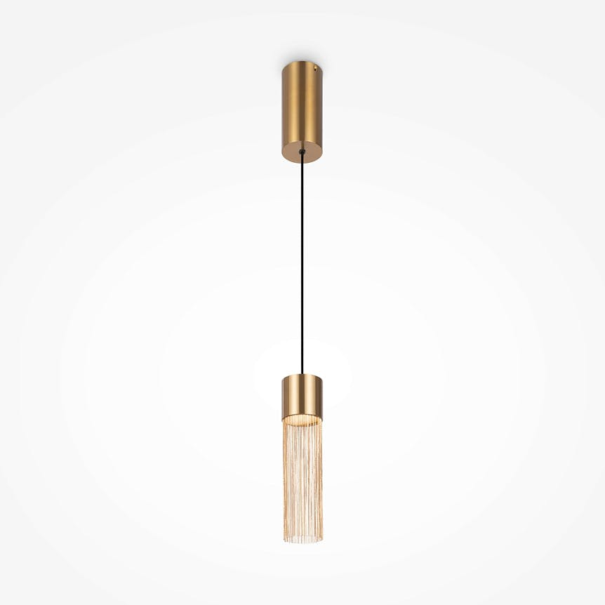 Suspension moderne LED – cylindre & franges dorées AMOS