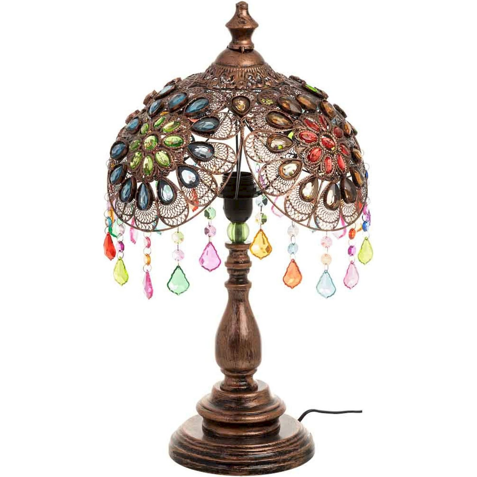 Lampe de table en métal et perles de verre format organique