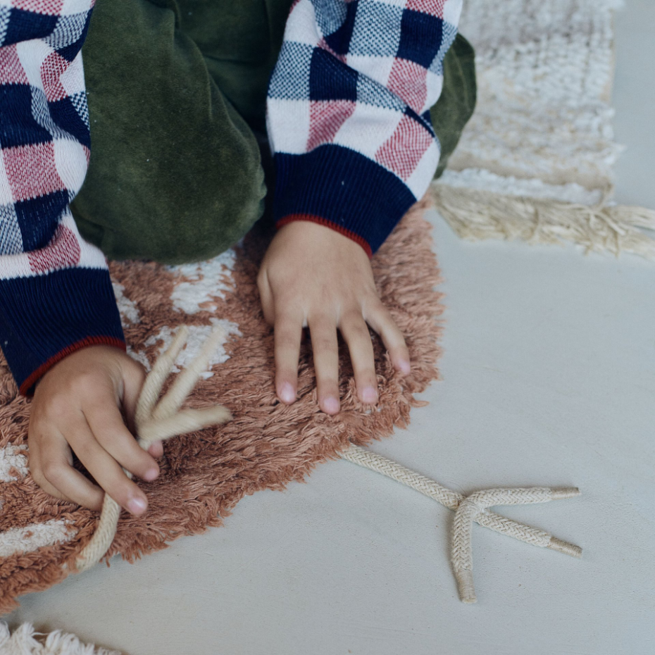 Tapis enfant lavable en coton Poule GROWING UP ON A FARM