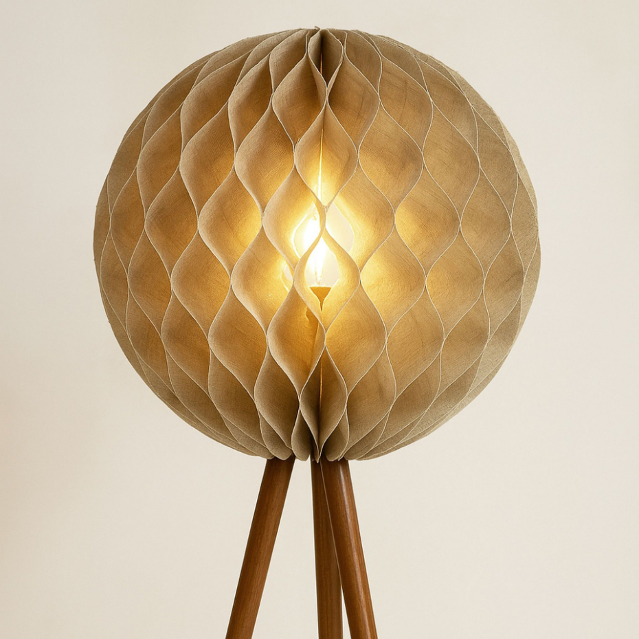 Lampadaire en lin pied en teck