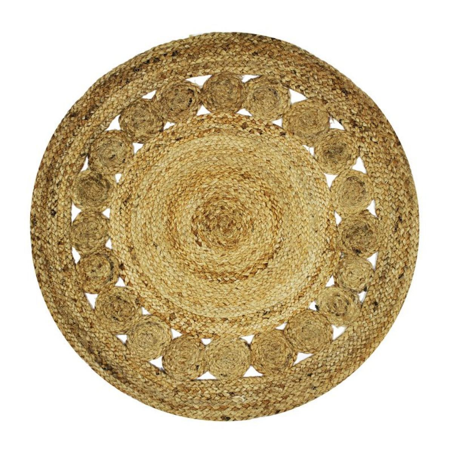 Tapis salon rond en jute rosace  FUNNY JUTE - style bohème