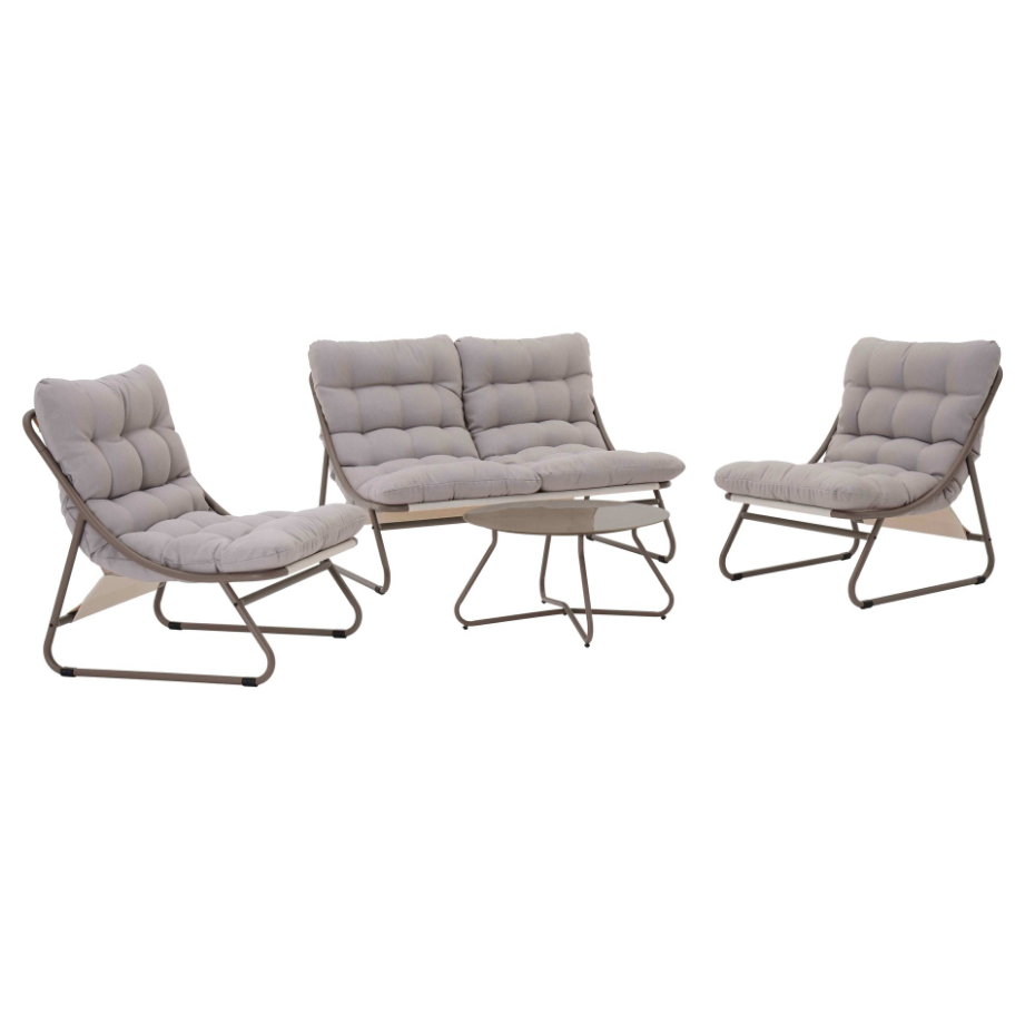 Salon de jardin 4 places en métal avec 1 canapé, 2 fauteuils et table basse, DUMBEA