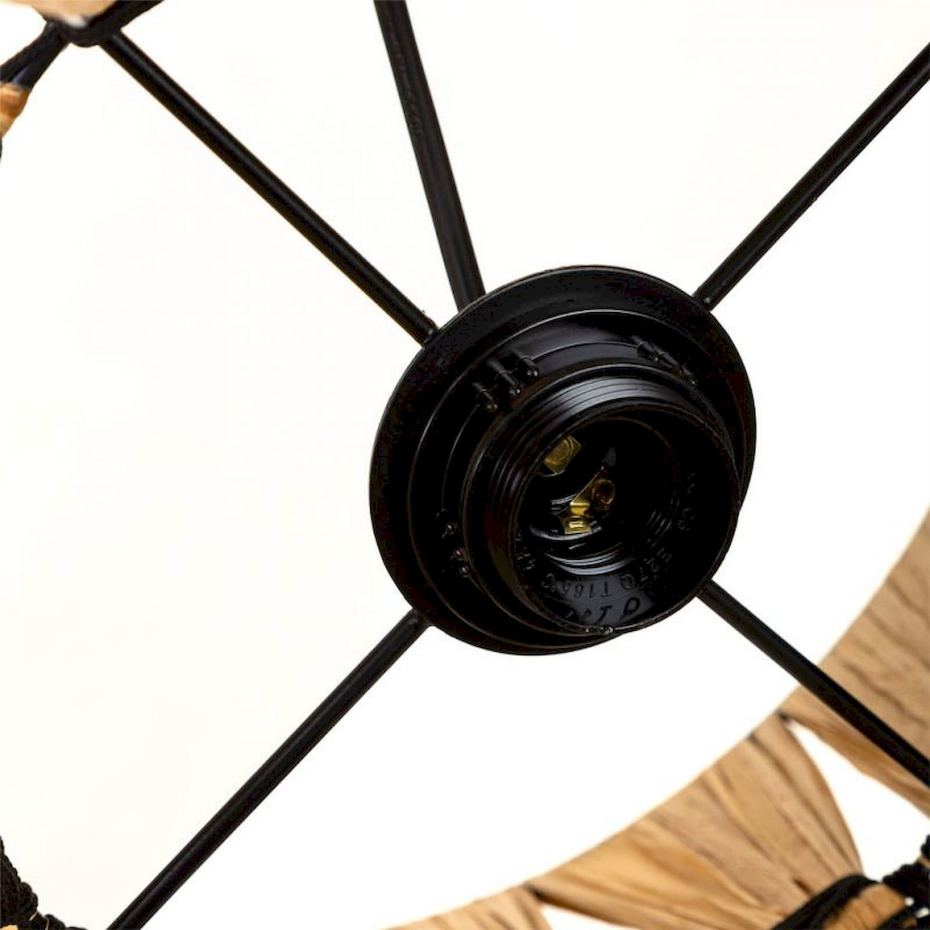 Suspension ronde en raphia et métal