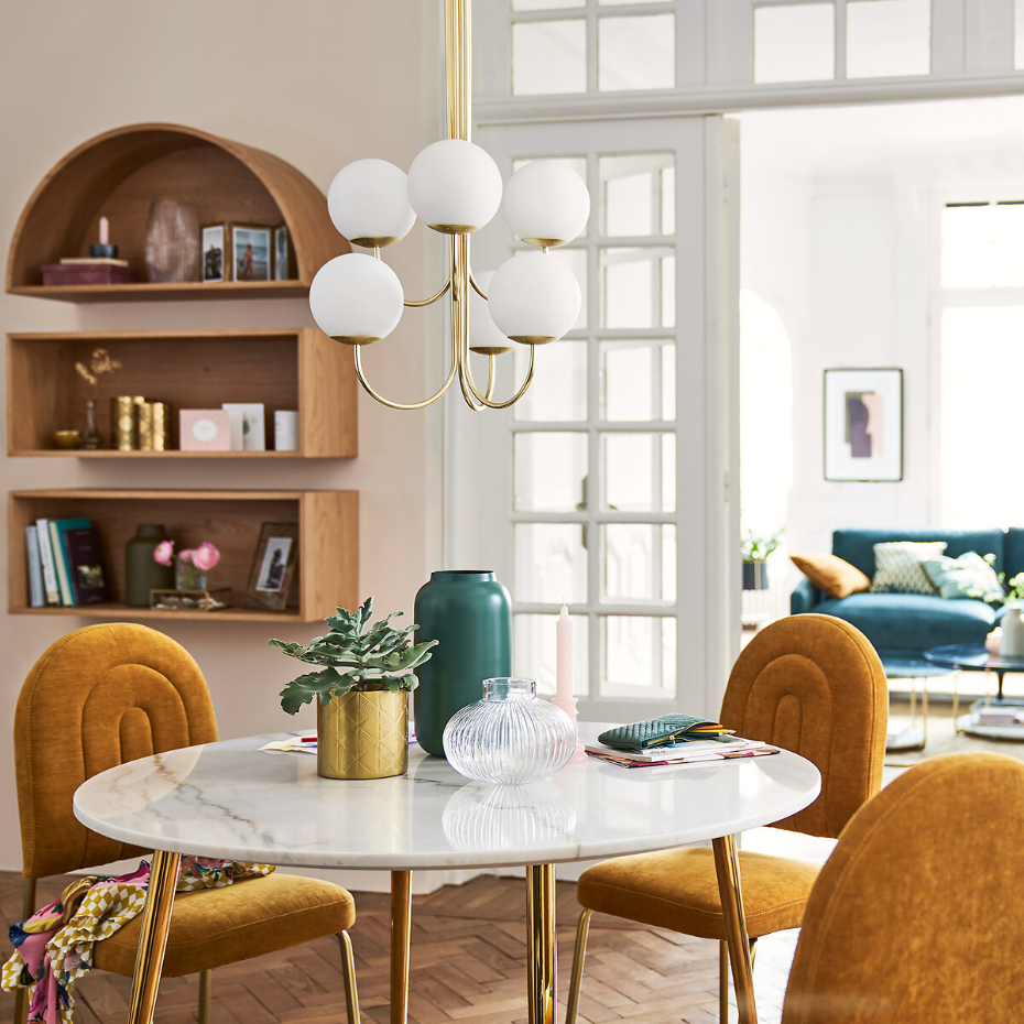 Suspension laiton et verre opaline, Moricio