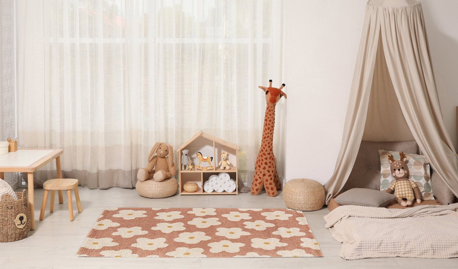 Tapis enfant épais et confortable FLEURS