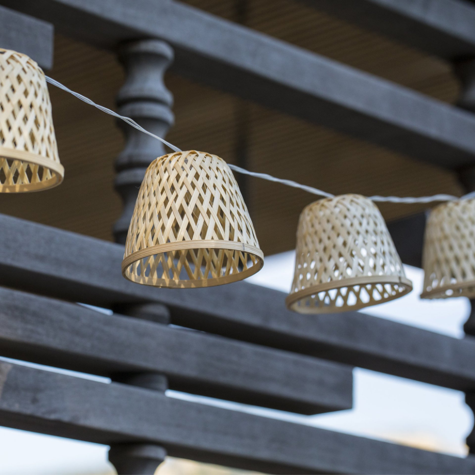 Guirlande solaire bambou CHILL HYBRID 10 ampoules 3.8M