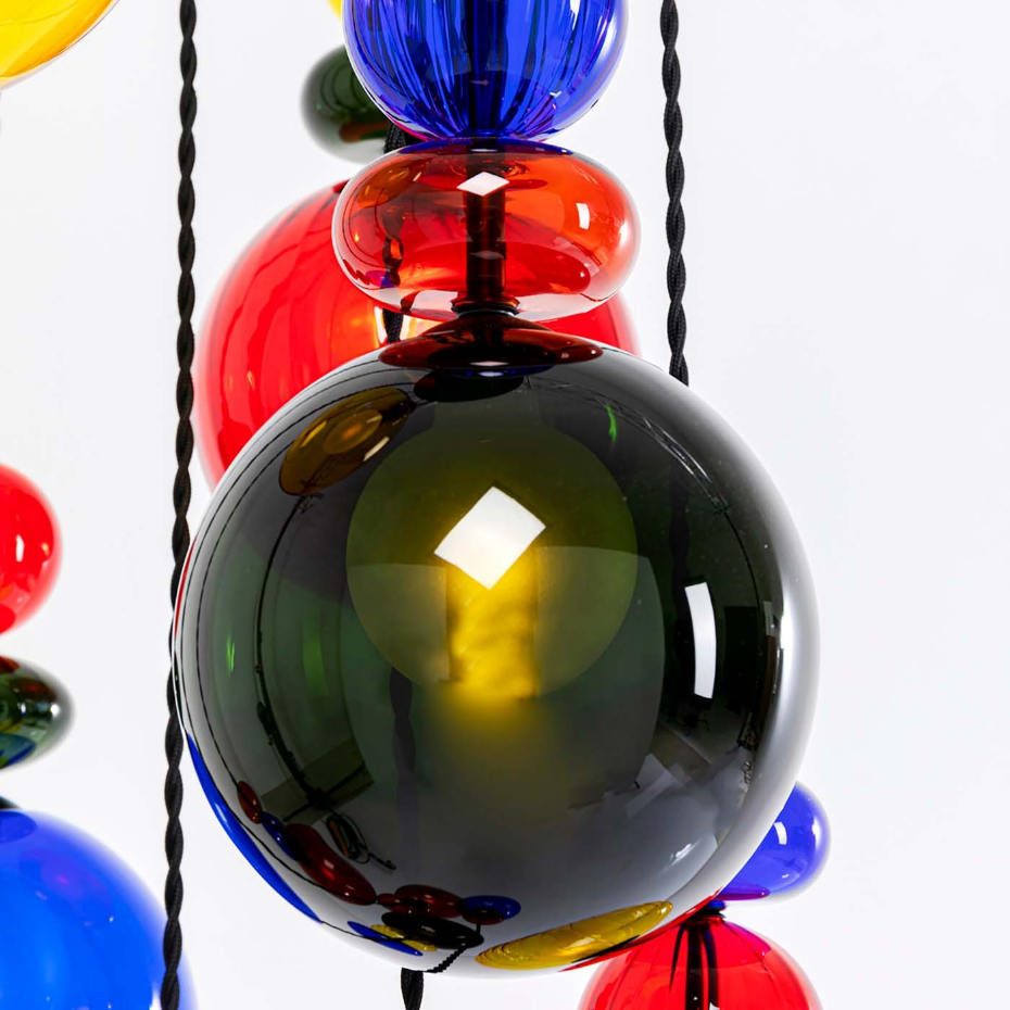 Suspension en verre et acier 9 abat-jours, MAZZO