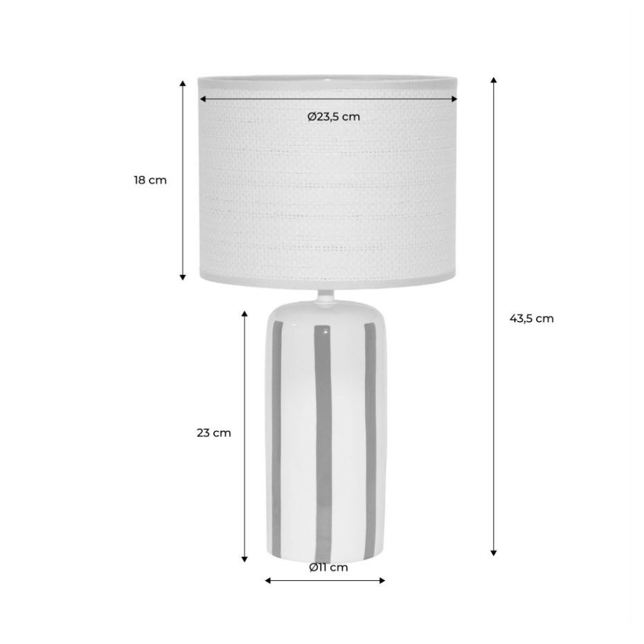 Lampe de table intérieur céramique abat-jour effet rotin H 44cm AURORE