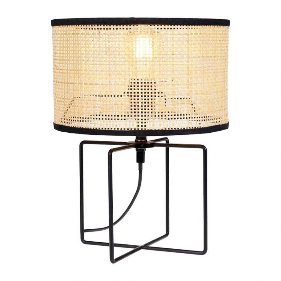 Lampe Métal Rotin Yuca Noir