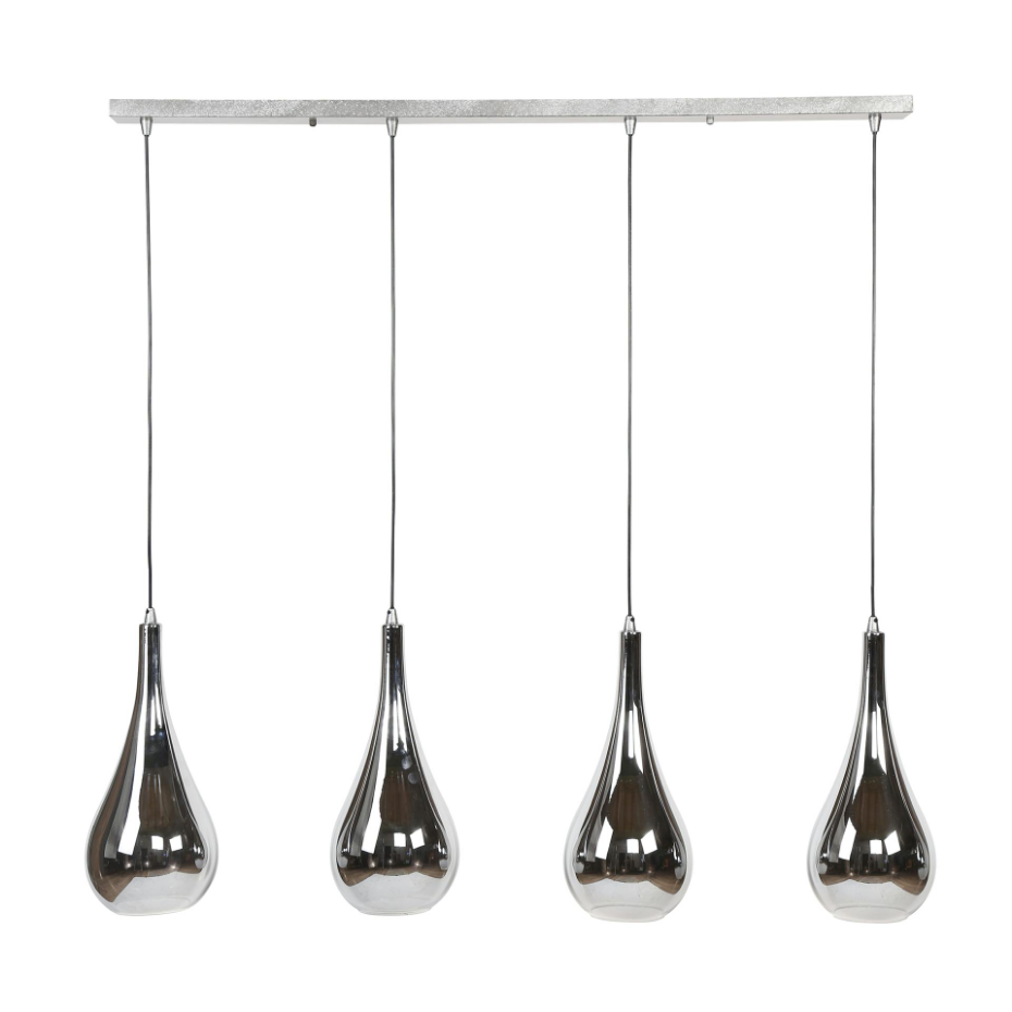 Suspension moderne 4 lampes gouttes verre chromé RALF
